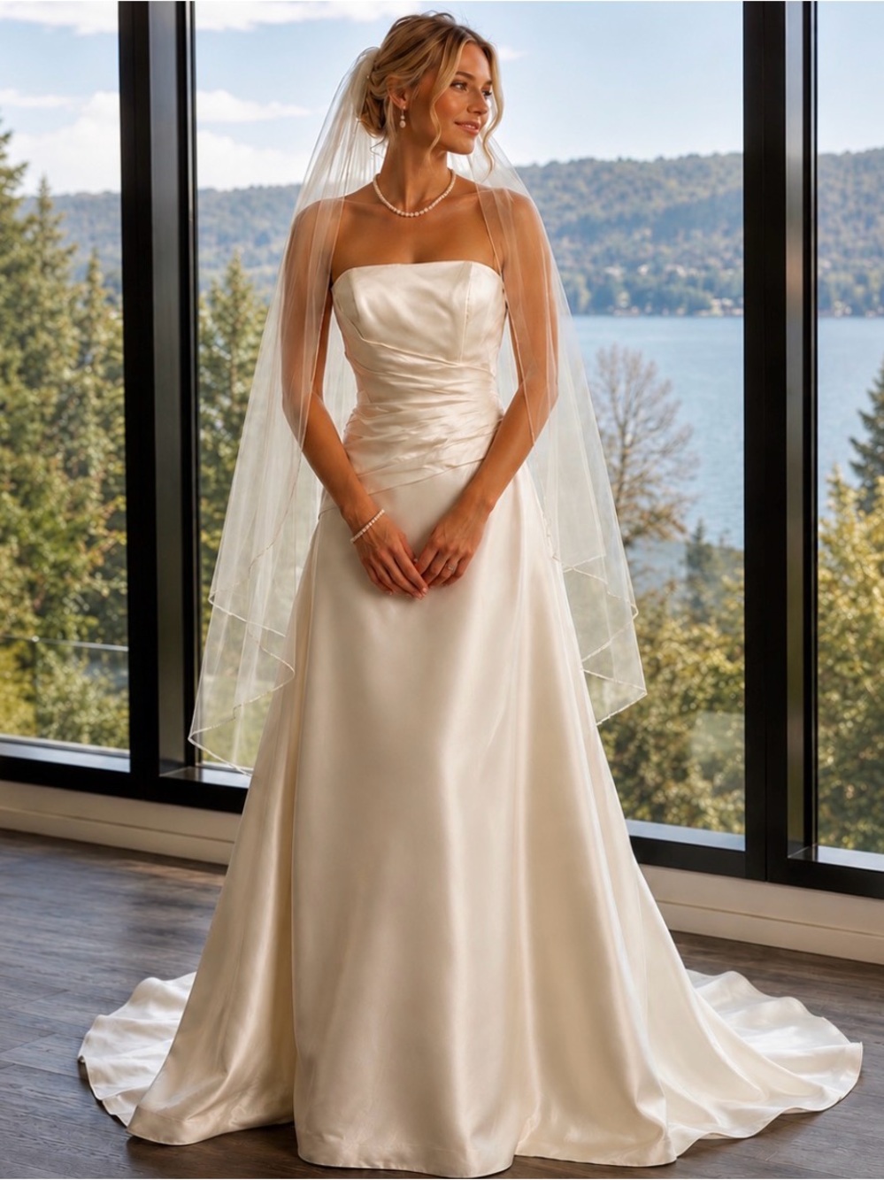 Strapless A-line  Wedding Gown in Ivory